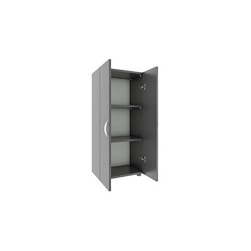 Aktenschrank Ulas, 3 Ordnerhöhen, 2 Fachböden, für ca. 21 Ordner, Flügeltüren, B 490 x T 340 x H 1080 mm, Holz, anthrazit