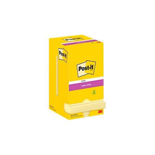 Post-It® Haftnotizen Super Sticky Notes, gelb, 76 x 76 mm, 90 Blatt/Block, 12 Blöcke, in Kartonverpackung