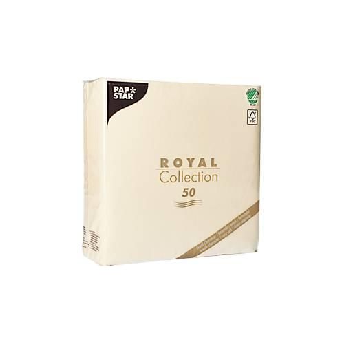 Servietten Papstar Royal Collection, 5 x 50 Stück, 1/4-Falz, Stoffoptik, 400 x 400 mm, Papier, champagner