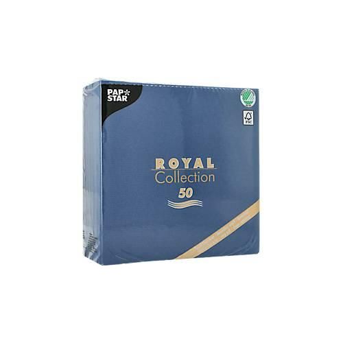 Servietten Papstar Royal Collection, 5 x 50 Stück, 1/4-Falz, Stoffoptik, 400 x 400 mm, Papier, dunkelblau
