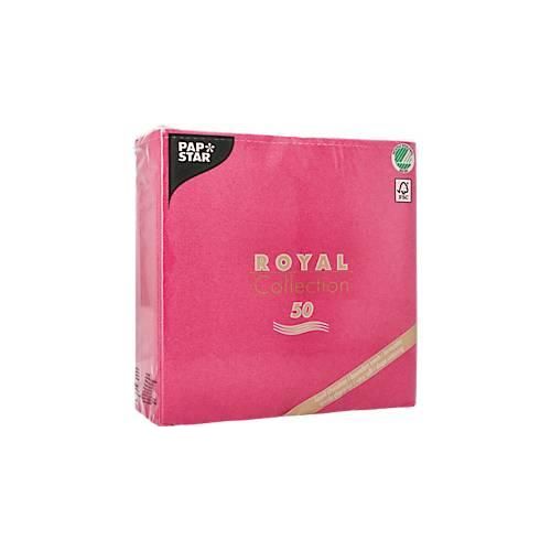 Servietten Papstar Royal Collection, 5 x 50 Stück, 1/4-Falz, Stoffoptik, 400 x 400 mm, Papier, fuchsia
