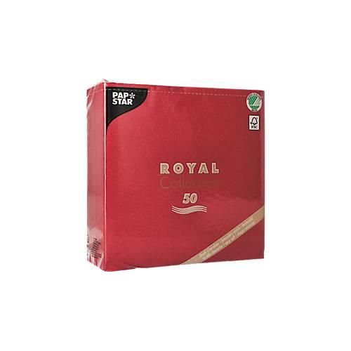 Servietten Papstar Royal Collection, 5 x 50 Stück, 1/4-Falz, Stoffoptik, 400 x 400 mm, Papier, bordeaux