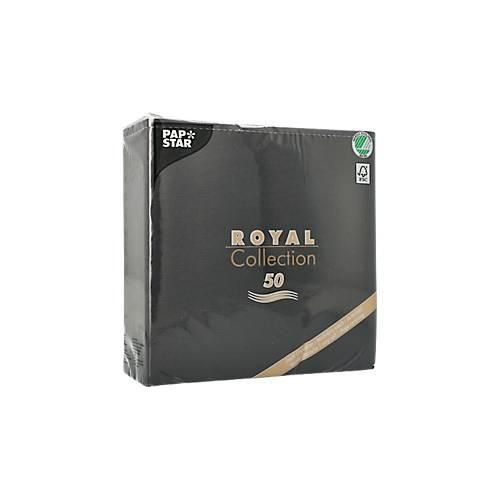 Servietten Papstar Royal Collection, 5 x 50 Stück, 1/4-Falz, Stoffoptik, 400 x 400 mm, Papier, schwarz