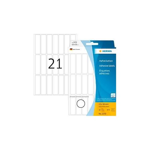 Vielzwecketiketten Herma, 13 x 50 mm, selbstklebend, permanent, matt, 672 Stück, weiß