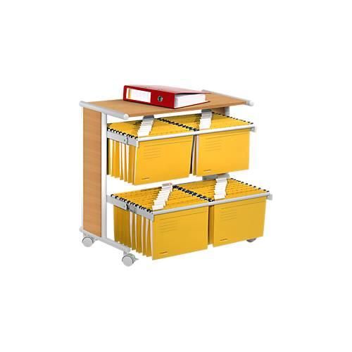 Hängemappenwagen Pragma, mit Ablageboden, alusilber/Buche