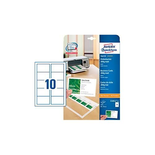 Visitenkarten Quick&Clean Technologie, 200 g, weiss, 250 Etiketten