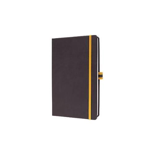 Sigel Notizbuch Linescape, 176 Seiten, DIN A5, 80 g/m², kariert, Gummiband, 2-farbige Stiftschlaufe, grau/gelb