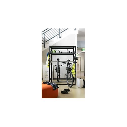 Bike-/Freizeit-Steckregalsystem ORDO Flex, Grundregal, multifunktional, B 1060 x T 635 x 2000 mm, tiefschwarz RAL 9005