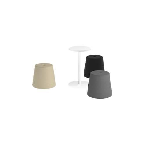 NowyStyl Pouf Set Versi, 3 Sitzhocker inklusive Tisch, schwarz/grau/beige/weiß
