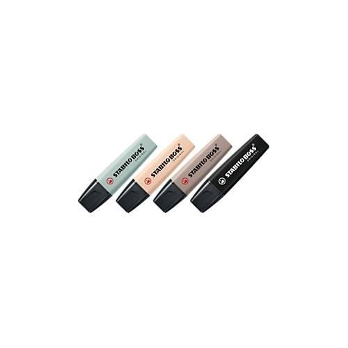 Textmarker STABILO® BOSS Original NatureCOLORS, Keilspitze, lichtbeständig, schnell trocknend, farbsortiert, 4 Stück
