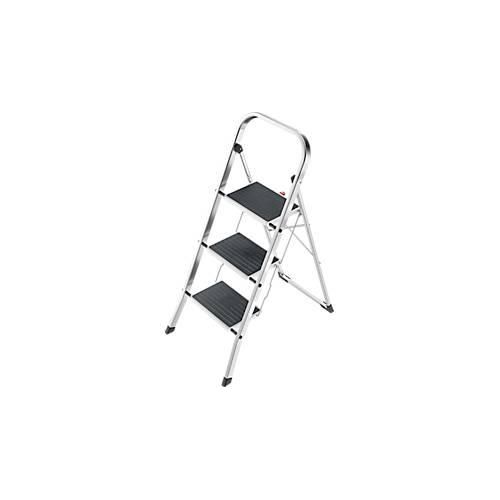 Klapptritt Hailo K70 StandardLine, 3 Stufen, Arbeitshöhe 2,70 m, Sicherheitsbügel & Klappsicherung, bis 150 kg, Aluminium, silber