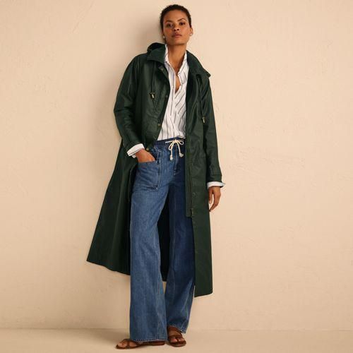 Langer Wachsmantel, Damen,  Grün, Baumwolle, by Lands' End