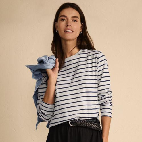 Shirt mit Schulterknöpfen, Damen,  Weiß, Baumwolle, by Lands' End