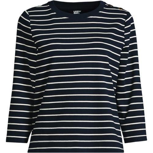 Shirt mit Schulterknöpfen, Damen,  Blau, Baumwolle, by Lands' End