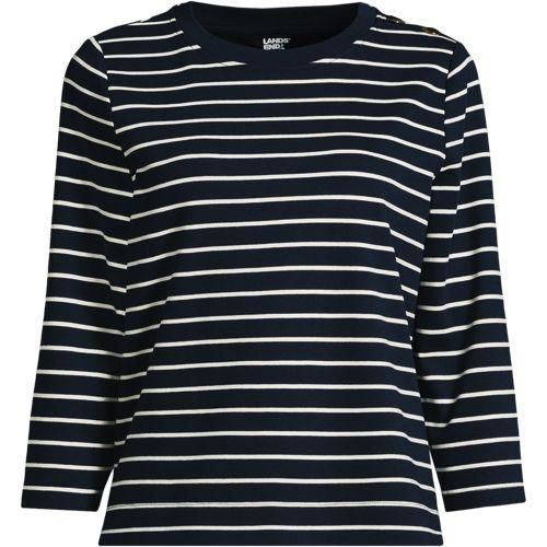 Shirt mit Schulterknöpfen, Damen,  Blau, Baumwolle, by Lands' End