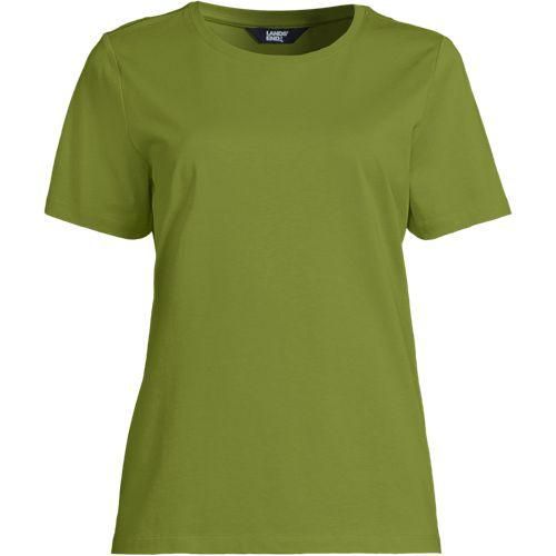 Supima T-Shirt mit Rundhalsausschnitt, Damen,  Grün, Baumwolle, by Lands' End