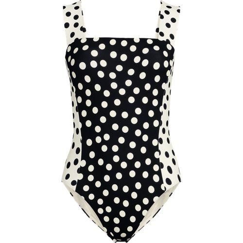 Badeanzug mit Karree-Ausschnitt, extra hohes Bein, Damen,  Schwarz, Elasthan/Nylon-Mischung, by Lands' End
