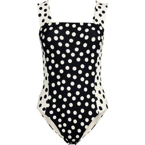 Badeanzug mit Karree-Ausschnitt, extra hohes Bein, Damen,  Schwarz, Elasthan/Nylon-Mischung, by Lands' End