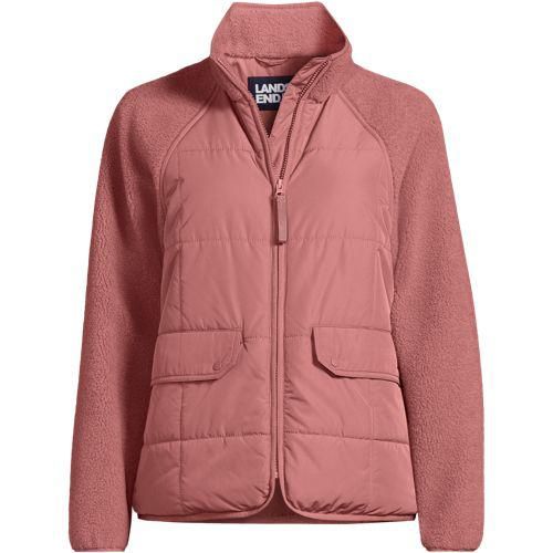 Steppjacke mit Teddy-Ärmeln, Damen,  Rot, Polyester, by Lands' End