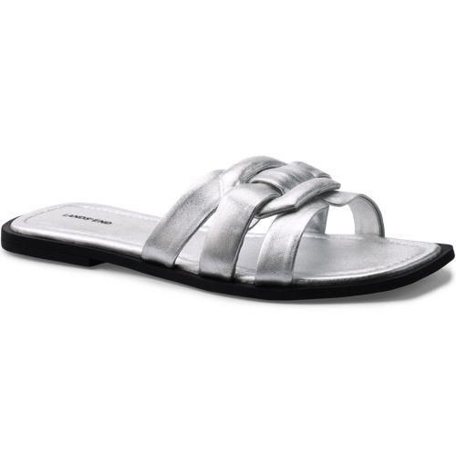 Leder-Sandalen, Damen,  Grau, Leder, by Lands' End