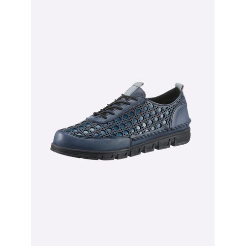Schnürschuh GEMINI, Damen, Gr. 42, blau (jeansblau), Glattleder, Lackleder, sportlich, Schuhe