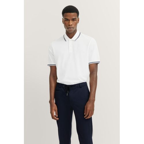 Poloshirt BUGATTI, Herren, Gr. M, 10, weiß, 100% Baumwolle, unifarben, casual, normal, ohne Ausschnitt, Kurzarm Rippbündchen, Shirts, mit Kontraststreifen und Bruststickerei