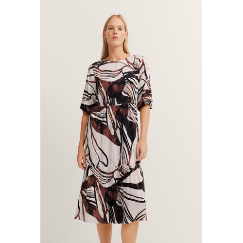 Sommerkleid BUGATTI, Damen, Gr. 36, Normalgrößen, 680, rost, 100% Viskose, geblümt, normal, 3/4-Ärmel, Kleider, mit Volants & Teilungsnähten
