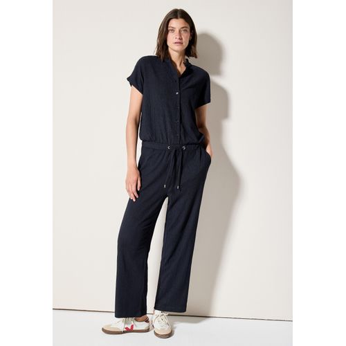 Overall CECIL, Damen, Gr. XL, US-Größen, blau (universal blau), Stoff, 99% Polyester, 1% Elasthan, unifarben, Basic, normal normal, Rundhals, Kurzarm Bündchen, Overalls