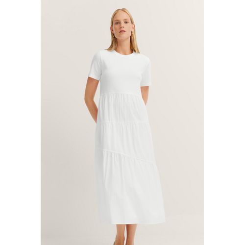 Sommerkleid BUGATTI, Damen, Gr. XL, Normalgrößen, 20, ecru, 95% Baumwolle, 5% Elasthan, unifarben, normal, Kurzarm, Kleider, mit Raffungen