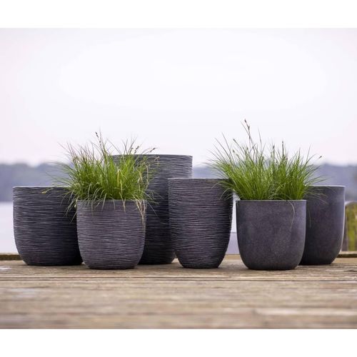 Capi Vase Waste Rib Elegant Niedrig Grau | Größe: 34 x 46 cm