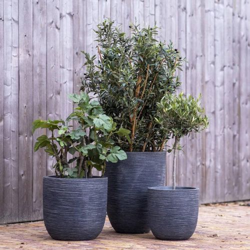 Capi Vase Waste Rib Elegant Niedrig Grau | Größe: 46 x 58 cm