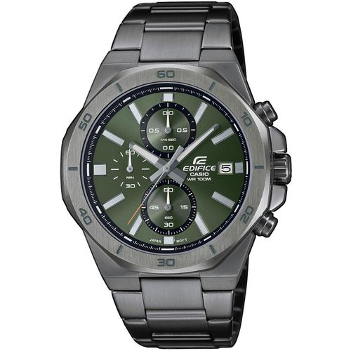 Chronograph CASIO EDIFICE, schwarz (anthrazit, olivgrün), Armbanduhren, Herren, Quarzuhr, Armbanduhr,Herrenuhr,bis 10bar wasserdicht, Edelstahlarmband