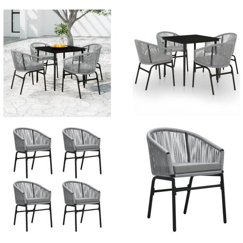 vidaXL 5 tlg. Garten Essgruppe Grau - Garten-Essgruppe - Garten-Essgruppen - Essgruppe - Terrassen-Essgruppe