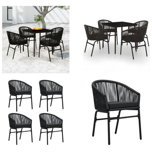 vidaXL 5 tlg. Garten Essgruppe Schwarz - Garten-Essgruppe - Garten-Essgruppen - Essgruppe - Terrassen-Essgruppe