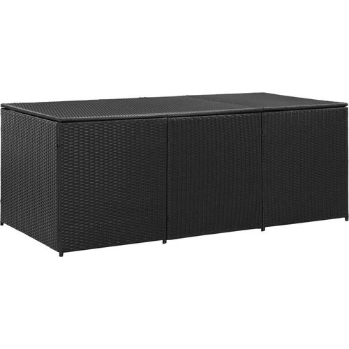 Gartenbox Poly Rattan 180x90x70 cm Schwarz