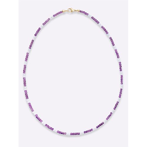 Perlenkette LADY, lila, Halsketten, Damen, 45, Glas, L: 45cm