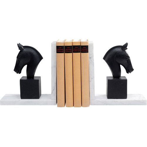 Buchstütze KARE DESIGN "Buchstütze Horse (2/Set)", schwarz, T:8cm, Polyresin, Buchstützen
