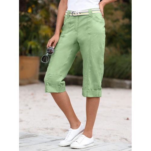 Caprihose CASUAL LOOKS, Damen, Gr. 44, Normalgrößen, grün (eucalyptus), 98% Baumwolle, 2% Elasthan, unifarben, 3/4-Länge, Hosen, Topseller