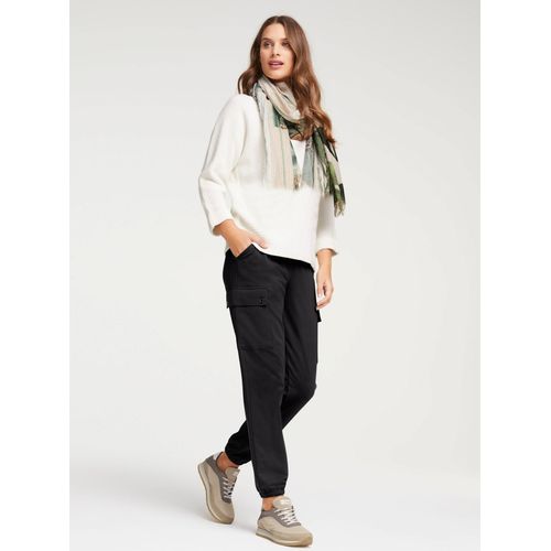Jogger Pants HEINE, Damen, Gr. 44, Normalgrößen, schwarz, 70% Baumwolle, 25% Polyester, 5% Elasthan, unifarben, lang, Hosen