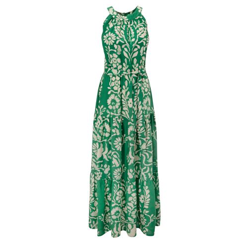 Sommerkleid ANISTON CASUAL, Damen, Gr. 44, N-Gr, grün (grün, hellbeige), Web, Obermaterial: 100% Viskose, bedruckt, geblümt, feminin, figurumspielend knöchellang, Rundhals, Kleider, mit extravagantem Blumendruck- jedes Teil ein Unikat - NEUE KOLLEKTION