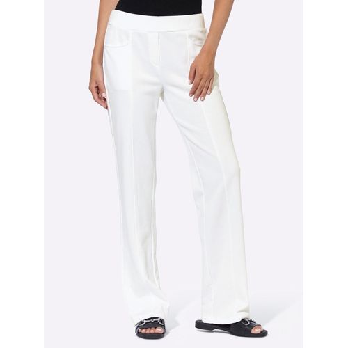 Sweathose HEINE, Damen, Gr. 48, Normalgrößen, weiß, 82% Baumwolle, 18% Polyester, unifarben, lang, Hosen