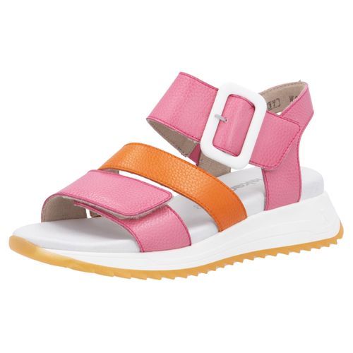 Riemchensandale RIEKER SPORT, Damen, Gr. 41, pink (pink, orange), Leder, casual, Schuhe, Sommerschuh, Klettschuh, Outdoorsandale mit weichem Fußbett