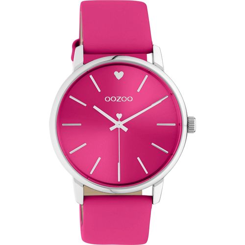 Quarzuhr OOZOO, pink, Armbanduhren, Damen, Armbanduhr, Damenuhr, Lederarmband