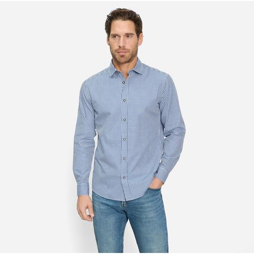 Trachtenhemd OLYMP, Herren, Gr. L, N-Gr, blau (royal), Web, Obermaterial: 100% Baumwolle, casual, regular fit hüftbedeckend, Langarm Manschette, Hemden