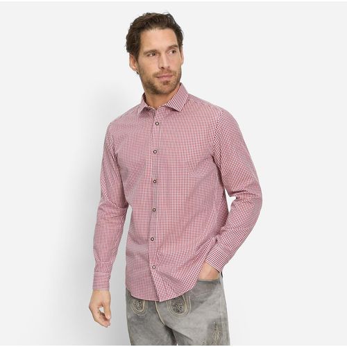 Trachtenhemd OLYMP, Herren, Gr. XXXL, N-Gr, rot, Web, Obermaterial: 100% Baumwolle, kariert, casual, regular fit hüftbedeckend, Langarm Manschette, Hemden