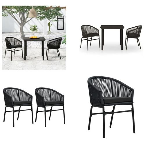 vidaXL 3 tlg. Garten Essgruppe Schwarz - Garten-Essgruppe - Garten-Essgruppen - Essgruppe - Terrassen-Essgruppe