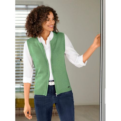 Strickweste CASUAL LOOKS, Damen, Gr. 40, grün (apfel), 50% Baumwolle, 50% Polyacryl, unifarben, meliert, Westen