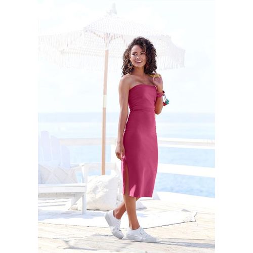 LASCANA Midikleid pink Gr. 40 für Damen. Mit ohne Ausschnitt. Figurbetont. Nachhaltig.
