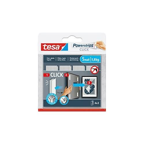 tesa® Powerstrips CLICK SMALL, 1,8 kg, 4 x 2 Streifen, selbstklebend, ideal für kleine Deko-Objekte