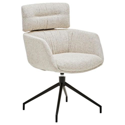 Dieter Knoll Armlehnstuhl , Schwarz, Beige , Metall, Textil , Drehkreuz , 62x92x65 cm , Lederauswahl, Stoffauswahl, Sitzfläche 360° drehbar ,